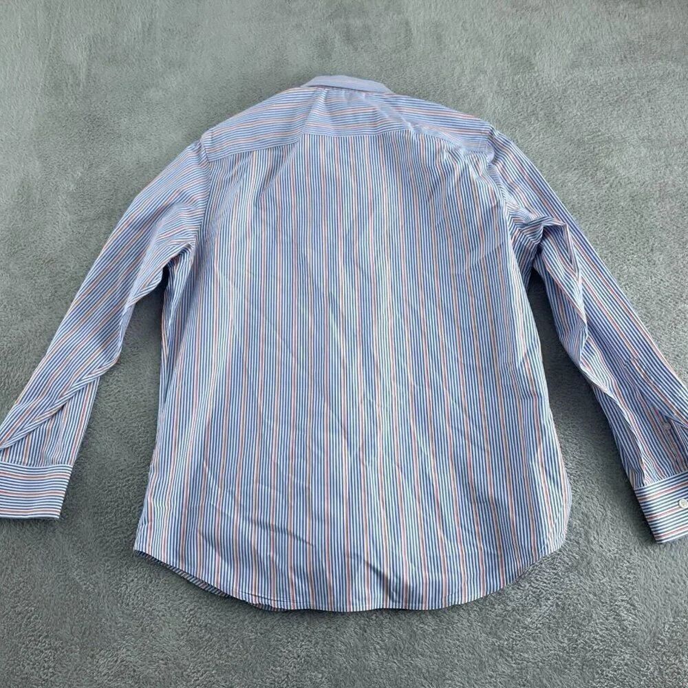Banana Republic Mens Non-Iron Slim Fit Striped Dress Shirt Size L 0897